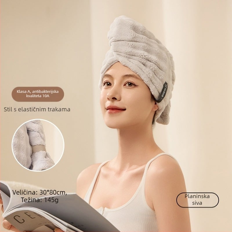 Ženska suha kapa za kosu, ultra upijajuća, brzo suši, koralni fleece, izvezeno