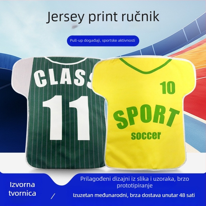 Mikrovlaknasta tiskana sportska krpa u obliku dresa — brzo sušenje, upijanje, prozračna, 40 g, prilagodljiv ispis logotipa