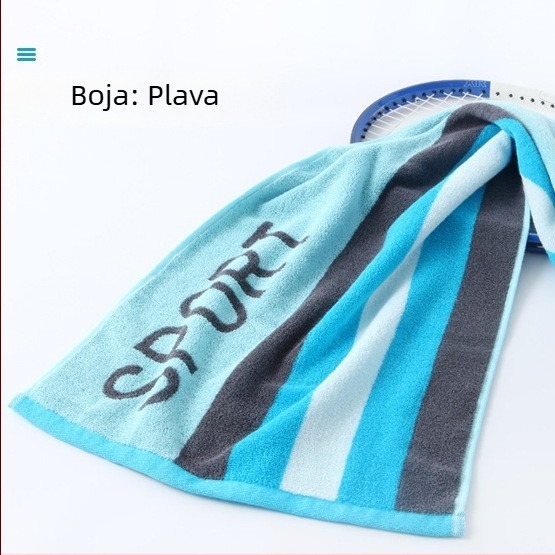 Sportski ručnik od pamuka, Jacquard tkanina, jednostruka pređa, otisnuti logotip, 147 g, brzo upijanje 0–5 s