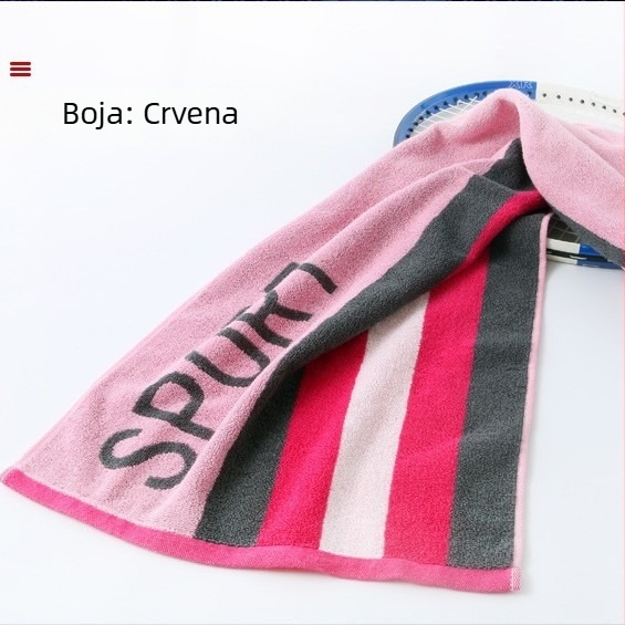 Sportski ručnik od pamuka, Jacquard tkanina, jednostruka pređa, otisnuti logotip, 147 g, brzo upijanje 0–5 s