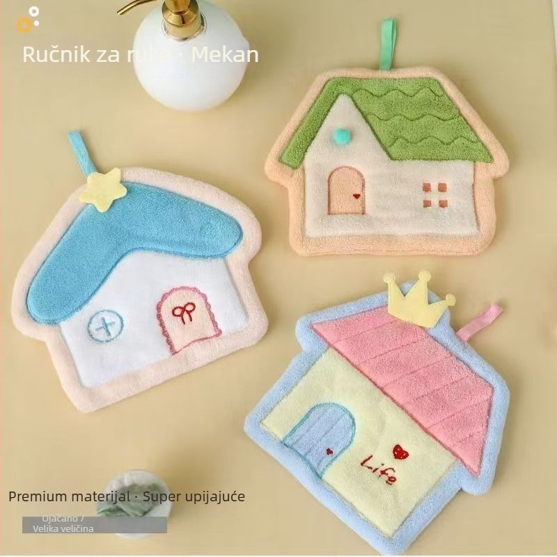 Ručnik za ruke s visećim dizajnom – debeo, upija vlagu, brzo suši; Materijal: Coral fleece; Težina: 50–80 g; Vlakna: 19