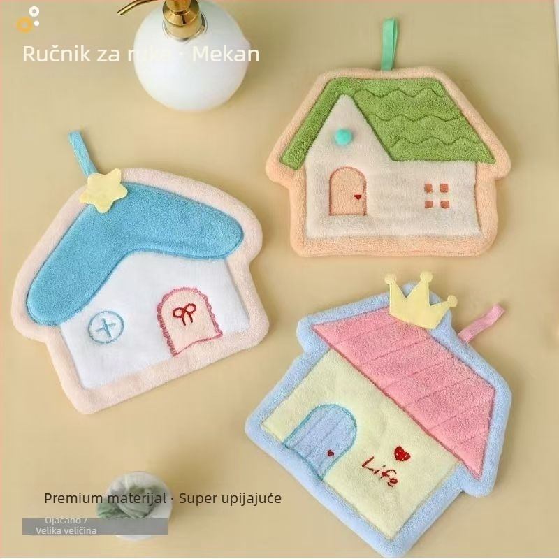 Ručnik za ruke s visećim dizajnom – debeo, upija vlagu, brzo suši; Materijal: Coral fleece; Težina: 50–80 g; Vlakna: 19