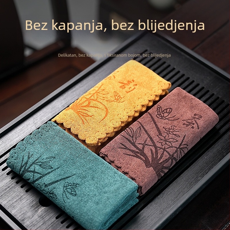 Čajna krpa – dvostran, upijajuća, za čajni stol, Zen stil (poliester, 100 g, običan tkani materijal, upijanje 16–20 s)