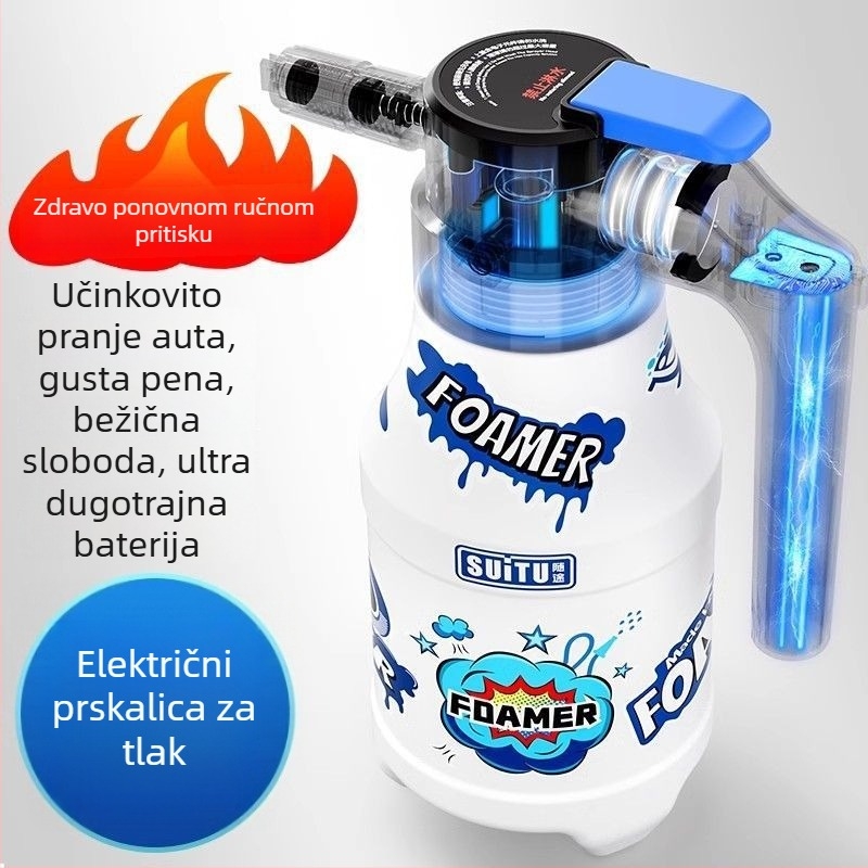 Električna boca s pjenom za pranje autom i zalijevanje biljaka, sprej visokog tlaka zraka, od inženjerskih plastika