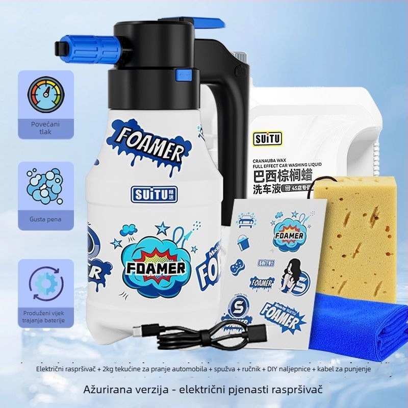 Električna boca s pjenom za pranje autom i zalijevanje biljaka, sprej visokog tlaka zraka, od inženjerskih plastika