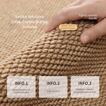 Podni tepih s imitacijom sisala i dizajnom ananasovog prstena, polipropilen, strojno tkanje, kvadratnog oblika, perivi, pogodan za dnevnu sobu i spavaću sobu