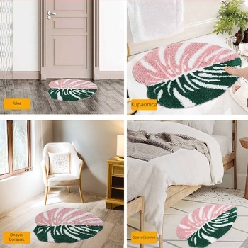 Ulazni tepih u obliku lista, poliesterska vlakna, INS stil, pogodan za dnevni boravak, spavaću sobu i kupaonu