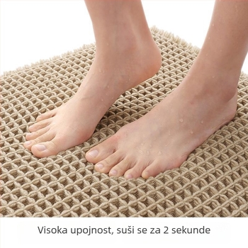 Prostirka za vrata i kupaonicu s teksturom waffle, upija vlagu, protuklizna, kvadratnog oblika, prilagodljiva
