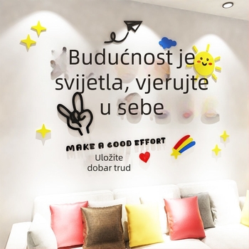 3D samoljepljiva zidna naljepnica s inspirativnim riječima, akrilni dekor dnevnog boravka, blagovaonice i spavaće sobe