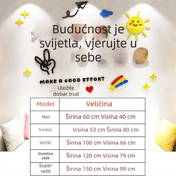 3D samoljepljiva zidna naljepnica s inspirativnim riječima, akrilni dekor dnevnog boravka, blagovaonice i spavaće sobe