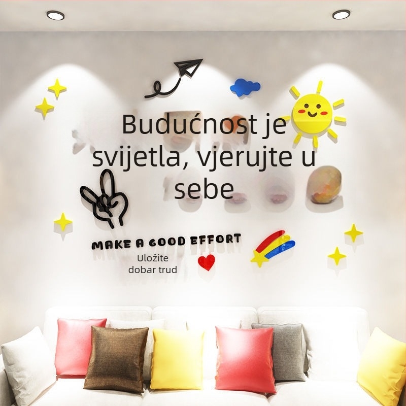 3D samoljepljiva zidna naljepnica s inspirativnim riječima, akrilni dekor dnevnog boravka, blagovaonice i spavaće sobe