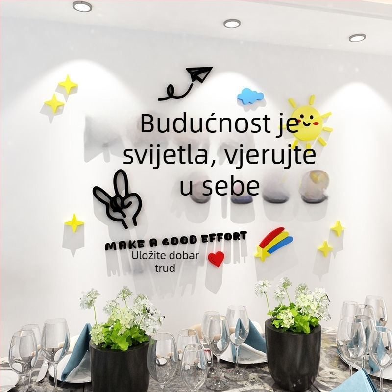 3D samoljepljiva zidna naljepnica s inspirativnim riječima, akrilni dekor dnevnog boravka, blagovaonice i spavaće sobe