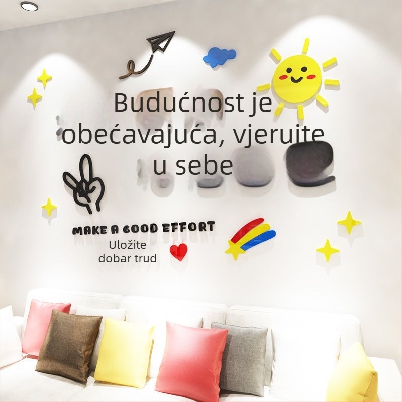 3D samoljepljiva zidna naljepnica s inspirativnim riječima, akrilni dekor dnevnog boravka, blagovaonice i spavaće sobe