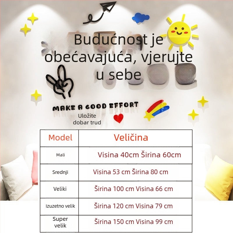 3D samoljepljiva zidna naljepnica s inspirativnim riječima, akrilni dekor dnevnog boravka, blagovaonice i spavaće sobe