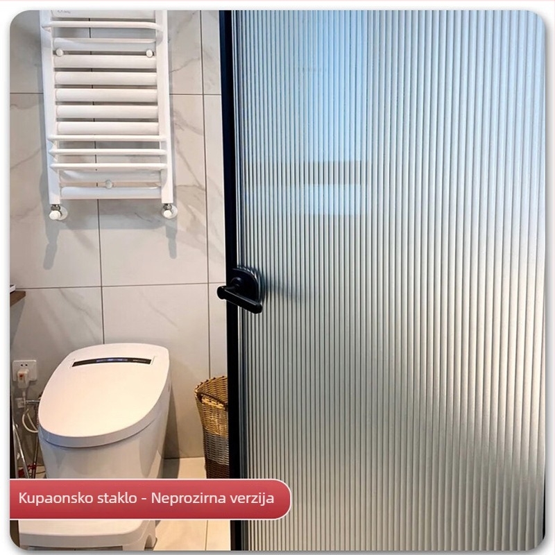 Frosted staklena folija s ljepilom za kupaonu — PVC, moderni minimalistički stil, uzorak biljke, propušta svjetlo