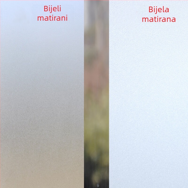 Frosted staklena folija s ljepilom za kupaonu — PVC, moderni minimalistički stil, uzorak biljke, propušta svjetlo