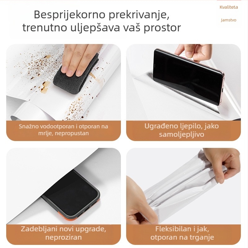 Samoljepljiva debela visoki sjaj PVC naljepnica za zidove i ormariće; vodootporna i otporna na vlagu; renoviranje boja namještaja; otporna na prljavštinu; moderan stil.