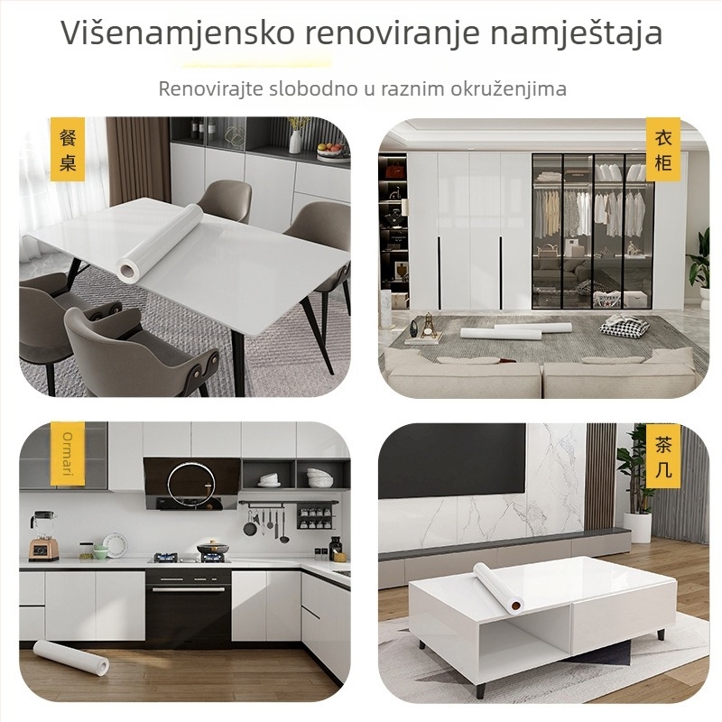 Samoljepljiva debela visoki sjaj PVC naljepnica za zidove i ormariće; vodootporna i otporna na vlagu; renoviranje boja namještaja; otporna na prljavštinu; moderan stil.