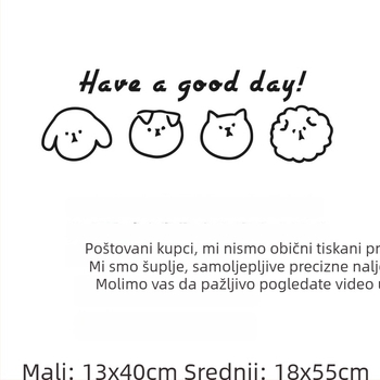 Zidna naljepnica – crtane životinje sa osmijehom, PVC, 1 kom, dekorativni dodatak dnevnom boravku, spavaćoj sobi i radnoj sobi