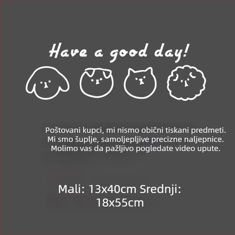 Zidna naljepnica – crtane životinje sa osmijehom, PVC, 1 kom, dekorativni dodatak dnevnom boravku, spavaćoj sobi i radnoj sobi