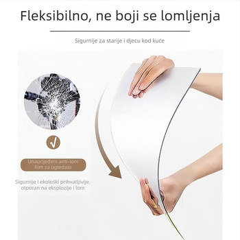 Samoljepljivo PVC ogledalo za zid, antistatično, jednostavan stil, 1 kom