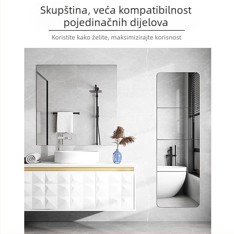 Samoljepljivo PVC ogledalo za zid, antistatično, jednostavan stil, 1 kom