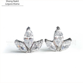 F136 Titan marquise cirkon naušnice, G23 titanijeva legura, unutarnji navoj, piercing uha hrskavice, prirodni stil