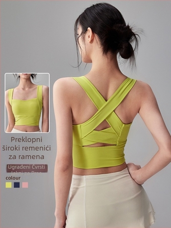Excellent Oxygen Yoga top s ugrađenim jastučićima, visokom podrškom, anti-sag leđa, duljina do trbuha; materijal 81% najlon, 19% spandex; za jogu, pilates i fitness