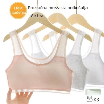 Pamukasti grudnjak za djevojčice u pubertetu, prozračan, bez žica, tanko oblikovane košarice