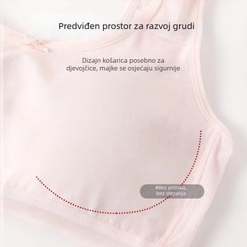 Pamukasti grudnjak za djevojčice u pubertetu, prozračan, bez žica, tanko oblikovane košarice