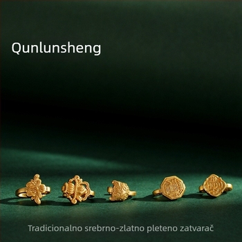 925 srebrna završna kopča za narukvicu, pleteni dizajn, elektroplatirano, retro stil, totem motiv