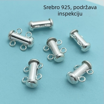 DIY dodaci za nakit — dvoredna cijevna kopča za narukvicu s perlama, srebro 925, perlni završni premaz, jednostavan stil