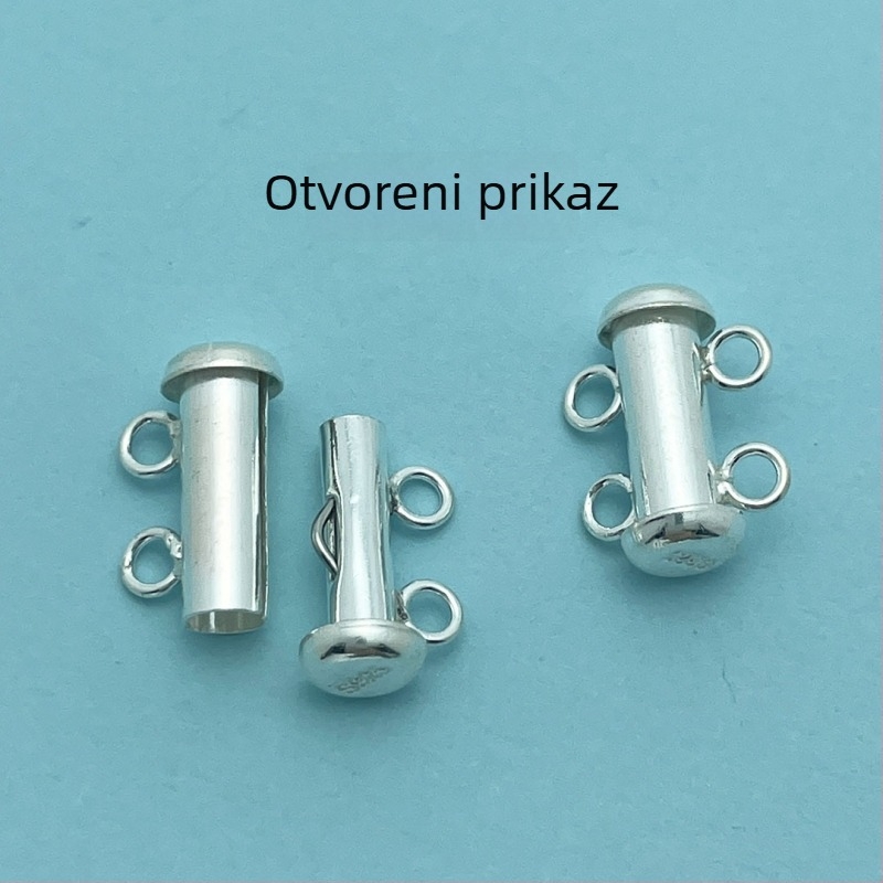 DIY dodaci za nakit — dvoredna cijevna kopča za narukvicu s perlama, srebro 925, perlni završni premaz, jednostavan stil