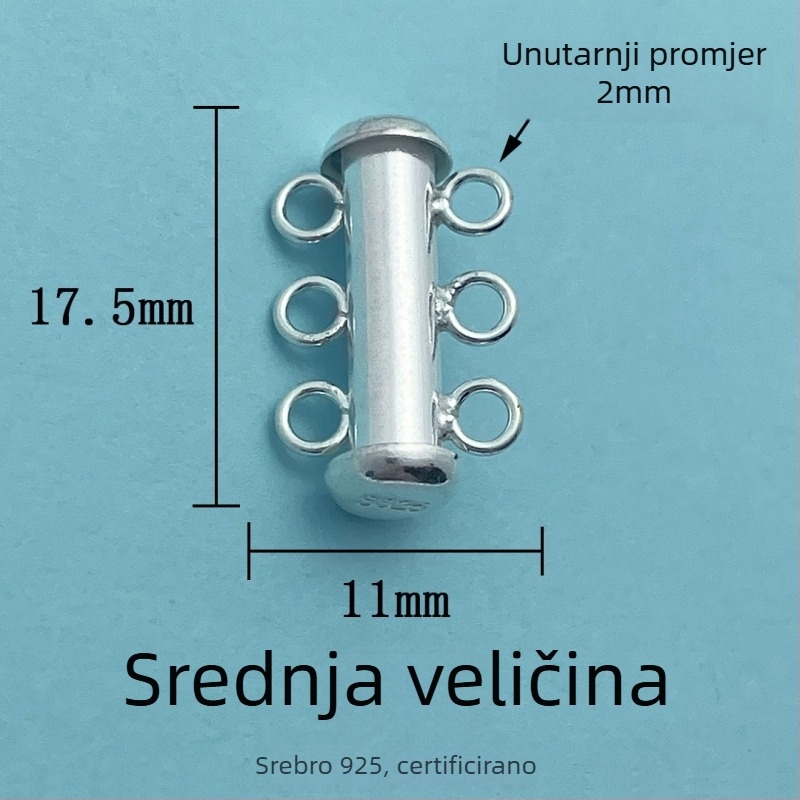 DIY dodaci za nakit — dvoredna cijevna kopča za narukvicu s perlama, srebro 925, perlni završni premaz, jednostavan stil