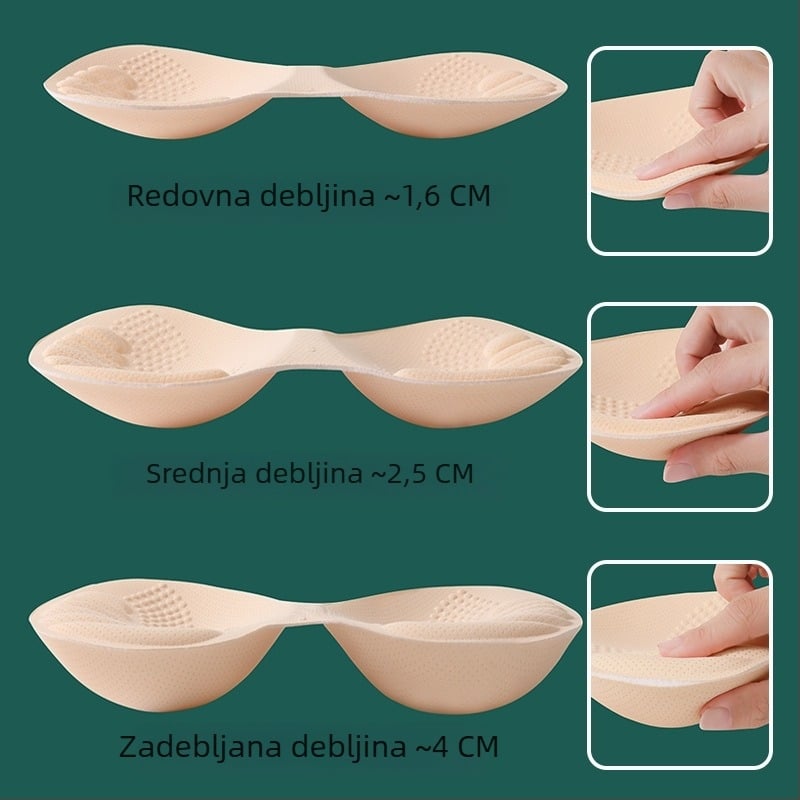 4 cm lateksne umetke za grudi, debele unutarnje jastučiće, grudnjak s push-up efektom od jednog komada, pjenasti jastučići