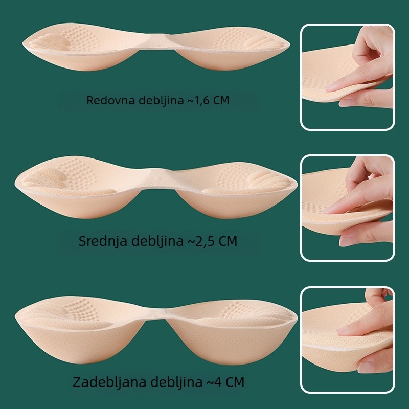4 cm lateksne umetke za grudi, debele unutarnje jastučiće, grudnjak s push-up efektom od jednog komada, pjenasti jastučići