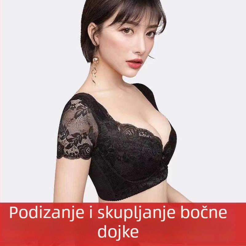 Čipkasti grudnjak s potporom leđa, 3/4 košarice, tanke oblikovane košarice, stražnje kopče u četiri reda, bočno skupljanje