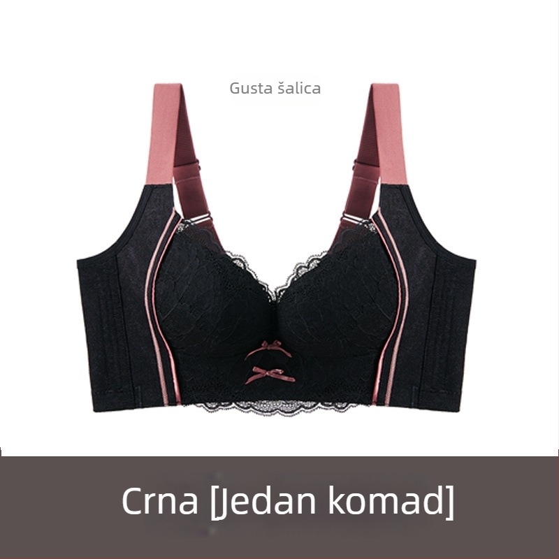Čipkasti grudnjak bez žice s push-up podrškom - Košarica 3/4, Oblik košarice: tanak gore, debeo dolje, fiksne naramenice, stražnji pet redova kopči