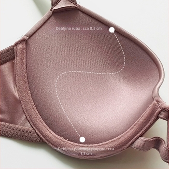 Sutien s rhinestonesom i push-up učinkom, podesiv, šalice 3/4, uzorak s slovima