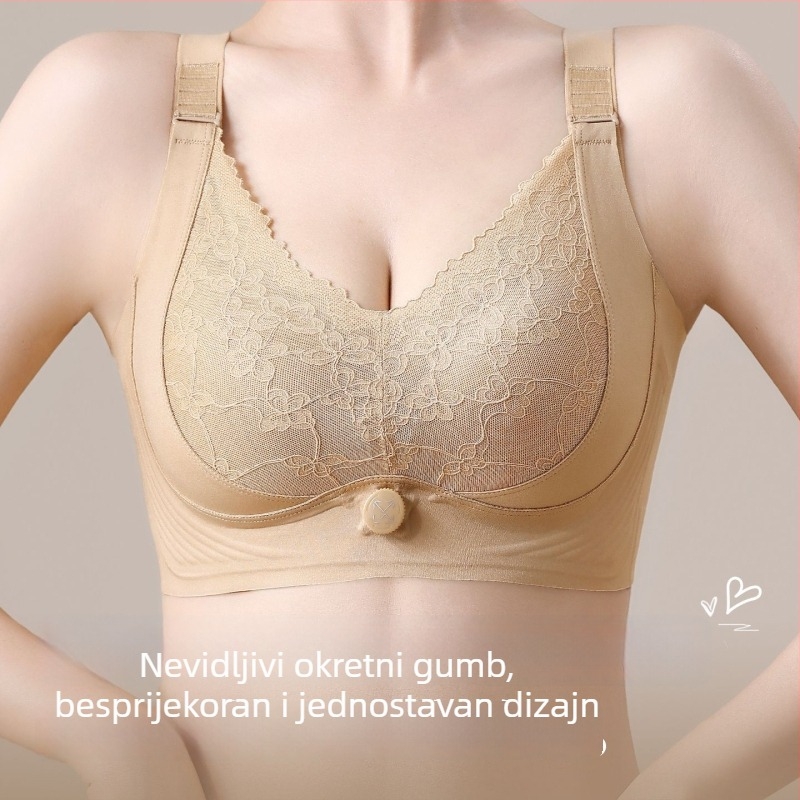 Čipkasti bežični push-up grudnjak s bočnim podizanjem, košarica 3/4 s latexom unutarnja cupa, tkanina Nylon/Polyamide