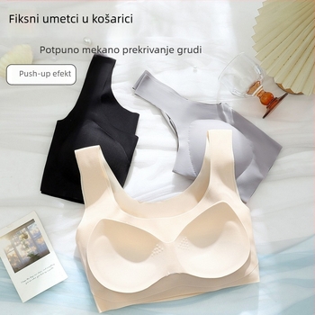 Ženski grudnjak bez žice, u stilu vestice, bezšivan, od Ice Silk najlona s podstavom od Spandexa, kupa 3/4, srednji oblik