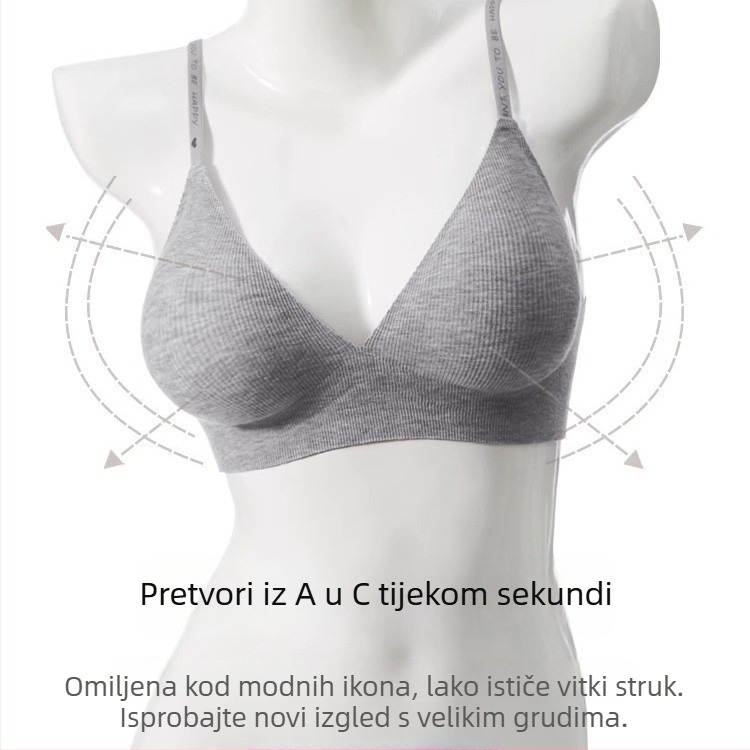 Bežični grudnjak od najlona, 3/4 košarica, duboki V, bezšivni oblikovani košarice, brzo se suši