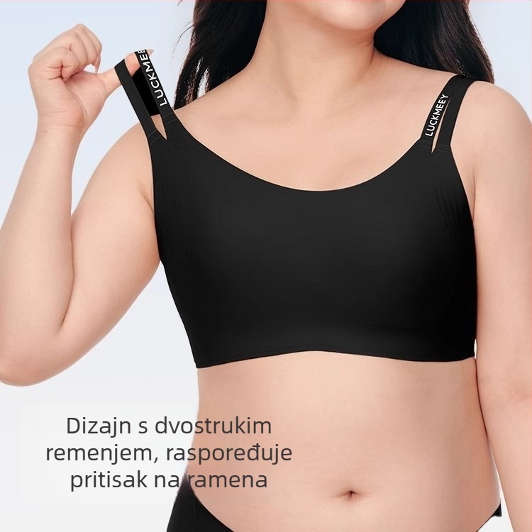 Grudnjak za male grudi s mekom podrškom – besprijekoran dizajn, glavni materijal Nylon, podstava od Spandeksa, fiksne dvostruke naramenice, stražnje kopče s četiri reda, košarice s oblikom kunićjih ušiju