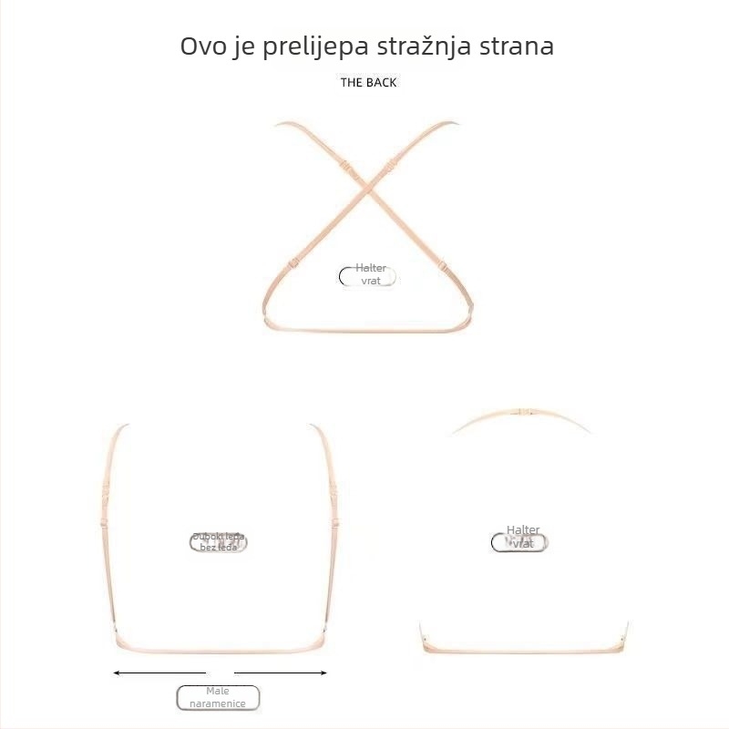 Grudnjak s prednjim zatvaranjem, krížnim halter trakama, otvorena leđa, bežični, pamuk