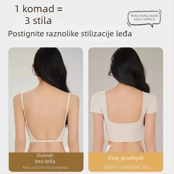 Bezšivna grudnjica bez leđa s odvojivim halter trakama, 3/4 košarice, oblikovane košarice, najlon materijal