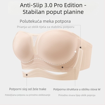 Grudnjak bez naramenica, nevidljiv, s tankim kalupom, 3/4 pokrivenost, protivklizno, sprječava prozirnost, odvojive naramenice, ljetni najlon
