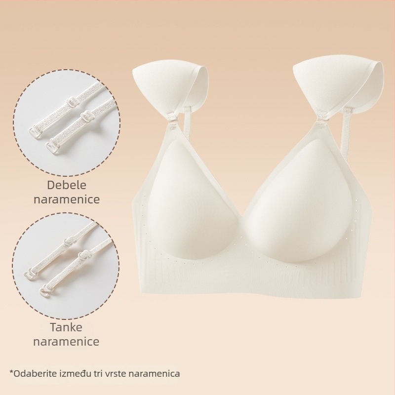 Sutien s podstavljenim ramena, bez šavova, temelj dizajna, vizualno povećava mali bust, anti-sag, nijansa kože, odvojive pravokutne naramenice