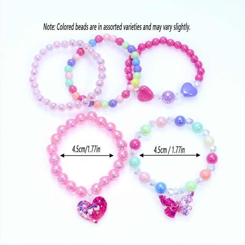 Dječji ručno izrađeni narukvica od plastike/smole, korejskog stila, s privjeskom u obliku krune i leptira (AYB22)