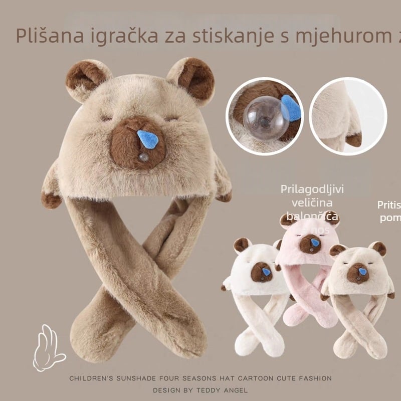 Plišana dječja zimska kapa s kupolnim dizajnom i šiljkom, materijal poliester, zadržava toplinu i vjetar, za uzraste 2–4, 4–6, 8–10 i preko 10