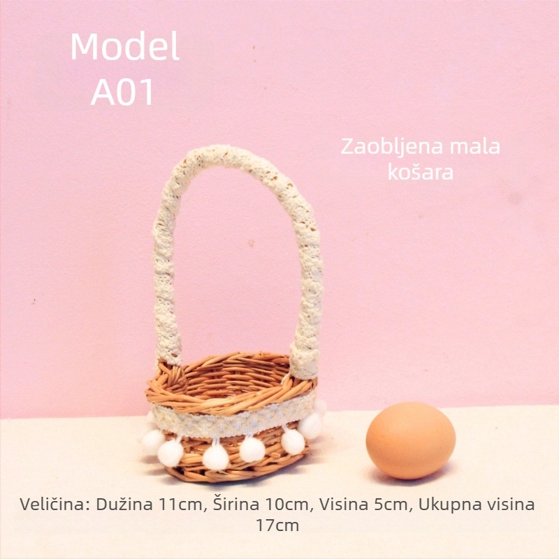 Ručni pleteni mali košarica za branje voća – rekvizita za fotografije, dječja košarica za cvijeće, moderni minimalistički stil (ručni pleteni; branje voća; rekvizita za fotografije; dječja košarica za cvijeće; moderni minimalistički stil)